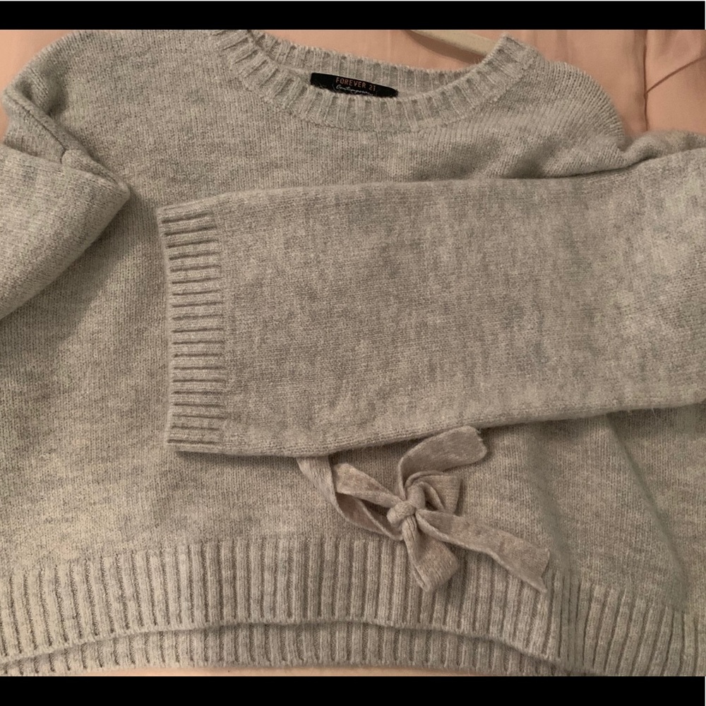 Forever21 Crop Bow Sleeve Sweater